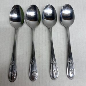 Northland Oneida Devon Lot Of 4 Small Spoons Stainless Korea Flatware Flowers